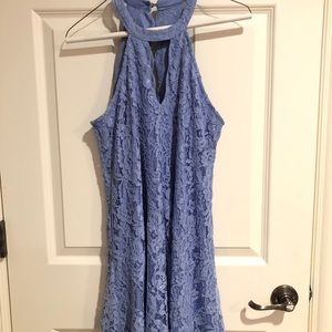blue floral dress with shimmery lace!